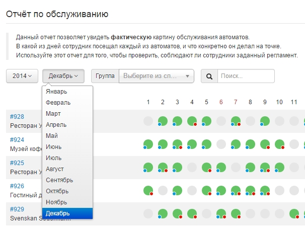 Фильтры и поиск в отчете