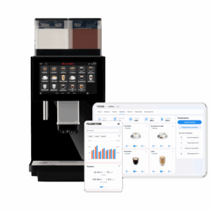 Кофемашина Dr. Coffee и экраны системы Телеметрон для компьютера и телефона